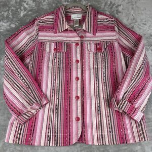 NEW Drapers & Damons Lightweight Jacket Women's Large Pink Stripe Colorful(1018)
